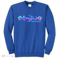 St Pete Beach Fl Tropical Flower Giftgiftvacation Beach Gift Sweatshirt thumb 0