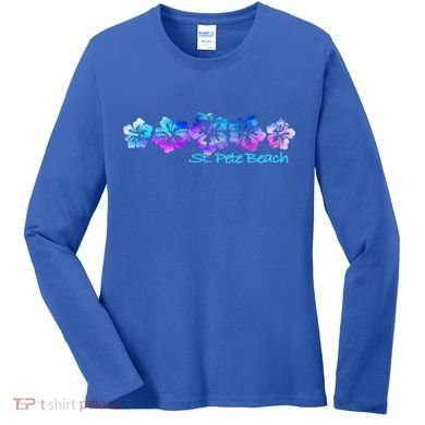 St Pete Beach Fl Tropical Flower Giftgiftvacation Beach Gift Women's Long Sleeve Shirt
