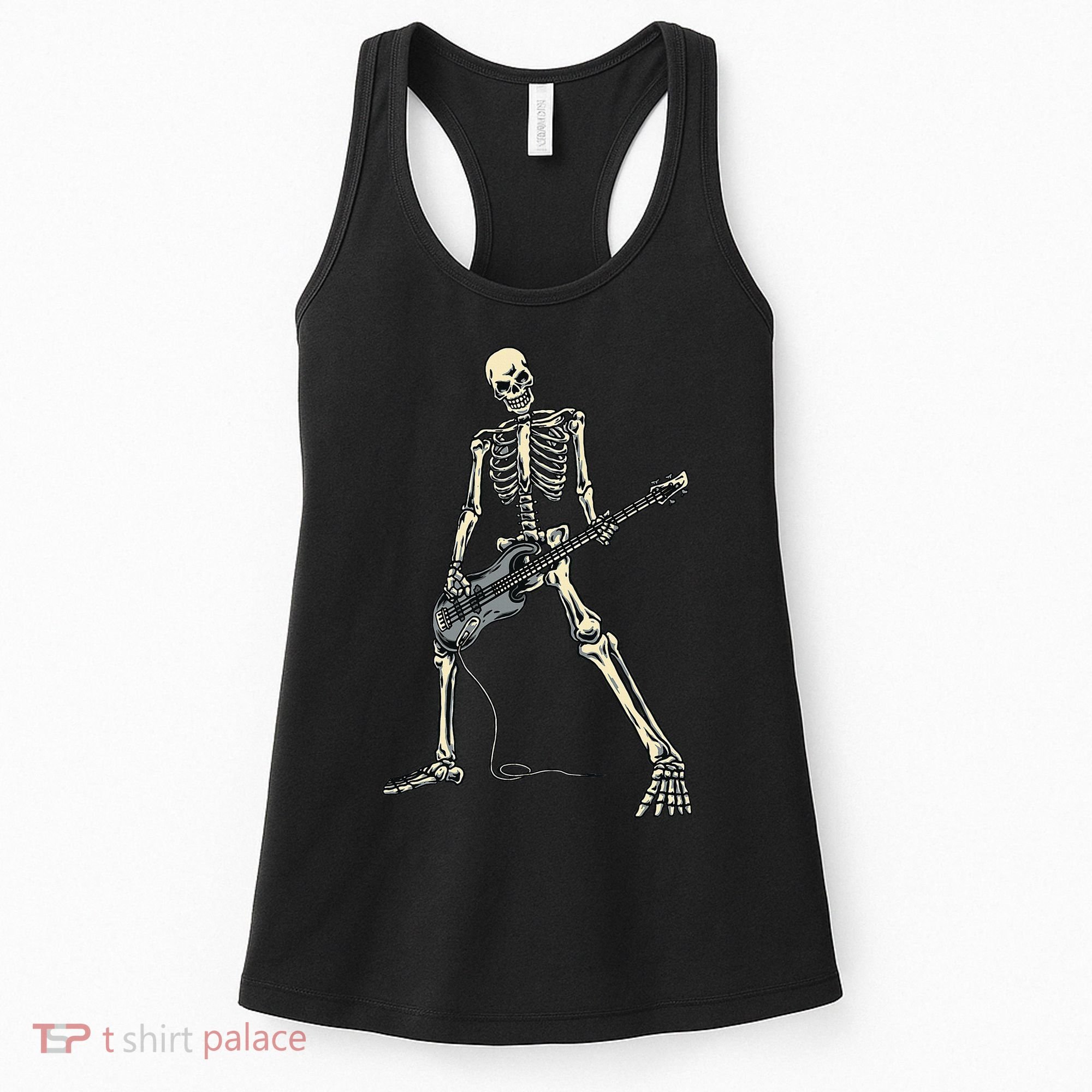 Skeleton Playing Bass For Bassist And Bass Guitar Players Women's Tank Top