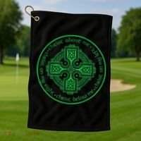 St. Patrick's Breastplate Lorica Prayer Catholic Irish Cross Golf Towel thumb 1