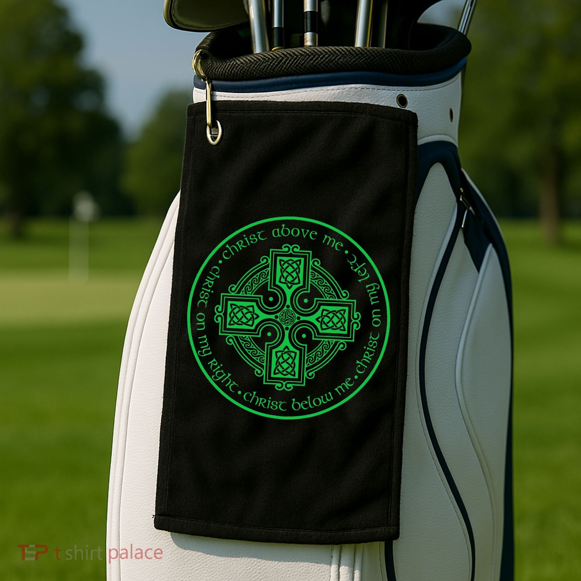 St. Patrick's Breastplate Lorica Prayer Catholic Irish Cross Golf Towel