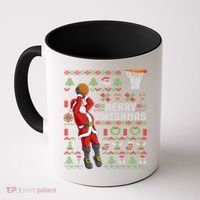 Santa Playing Basketball Ugly Christmas Sweater Holiday Tee Gift Coffee Mug thumb 0