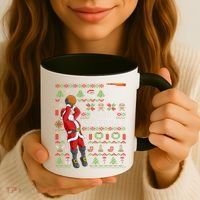 Santa Playing Basketball Ugly Christmas Sweater Holiday Tee Gift Coffee Mug thumb 3