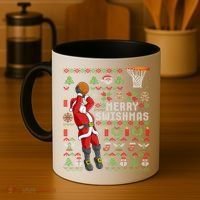Santa Playing Basketball Ugly Christmas Sweater Holiday Tee Gift Coffee Mug thumb 4
