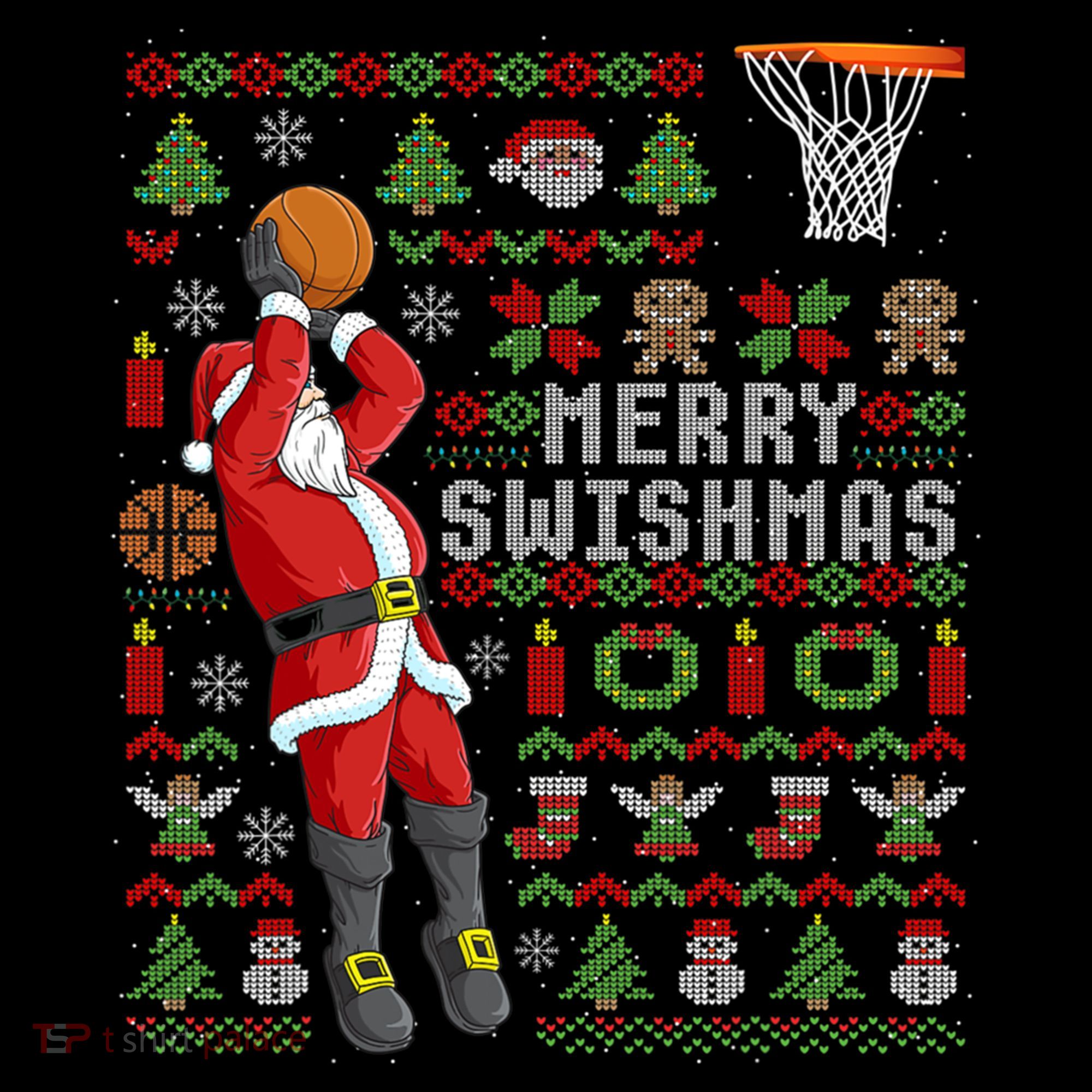 Santa Playing Basketball Ugly Christmas Sweater Holiday Tee Gift Coffee Mug