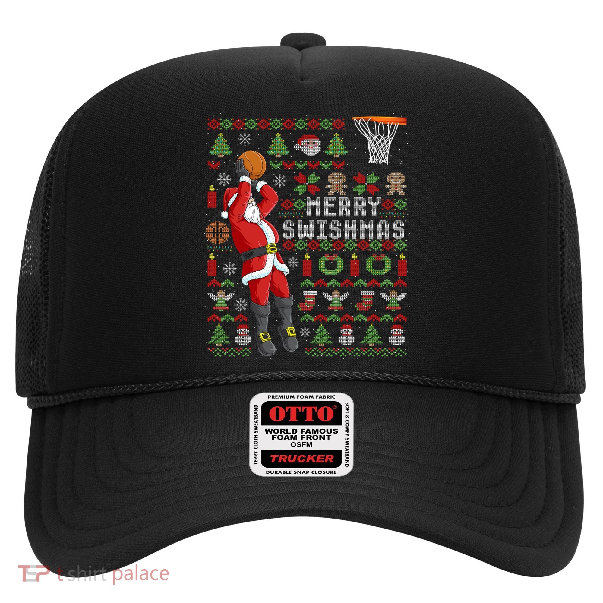 Santa Playing Basketball Ugly Christmas Sweater Holiday Tee Gift Hat