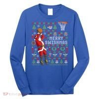 Santa Playing Basketball Ugly Christmas Sweater Holiday Tee Gift Long Sleeve Shirt thumb 0
