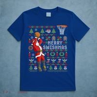 Santa Playing Basketball Ugly Christmas Sweater Holiday Tee Gift T-Shirt thumb 5