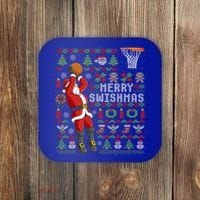 Santa Playing Basketball Ugly Christmas Sweater Holiday Tee Gift Coaster thumb 0