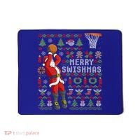 Santa Playing Basketball Ugly Christmas Sweater Holiday Tee Gift Mousepad thumb 0
