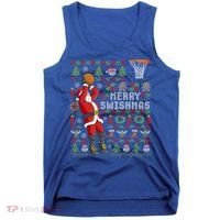 Santa Playing Basketball Ugly Christmas Sweater Holiday Tee Gift Tank Top thumb 0