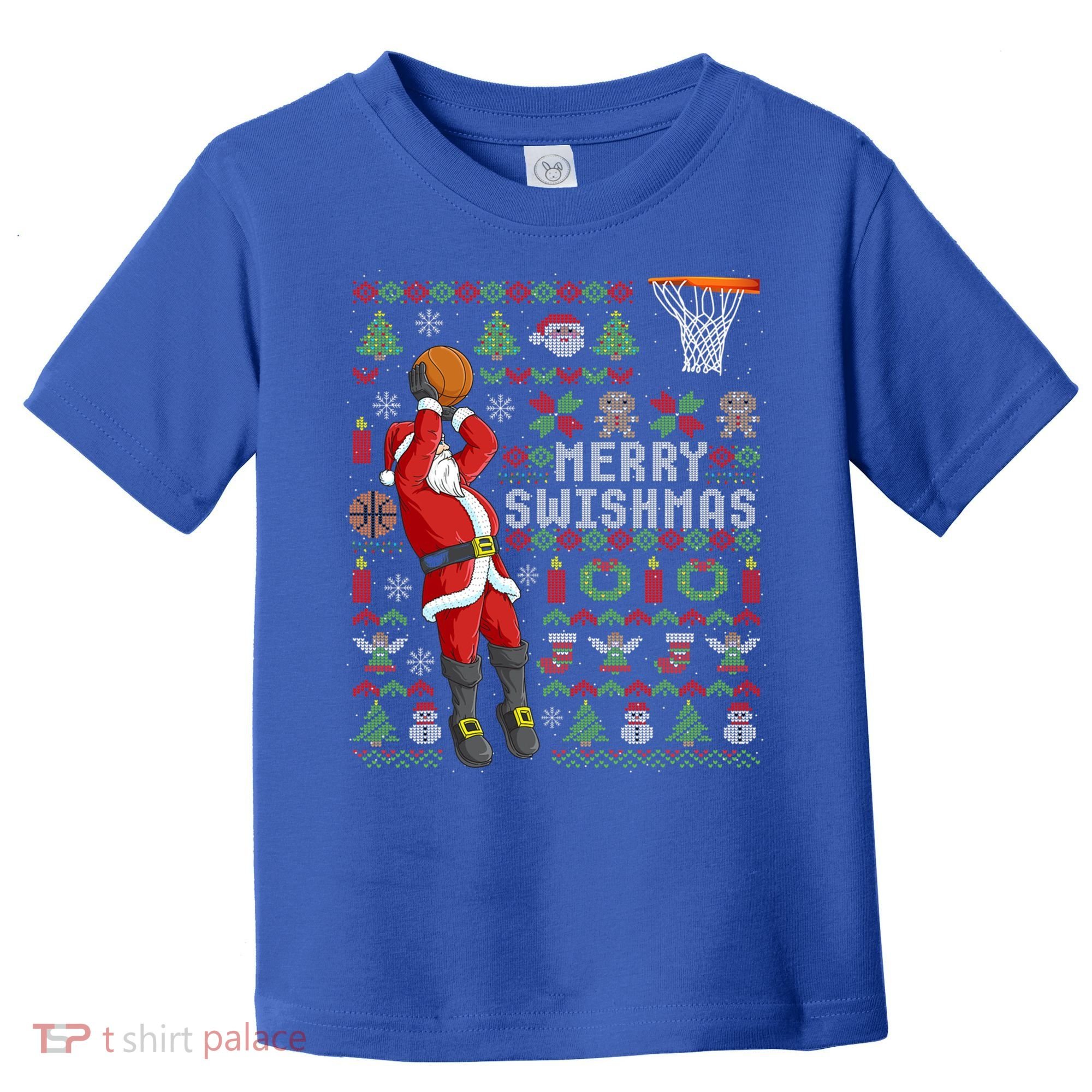 Santa Playing Basketball Ugly Christmas Sweater Holiday Tee Gift Toddler T-Shirt