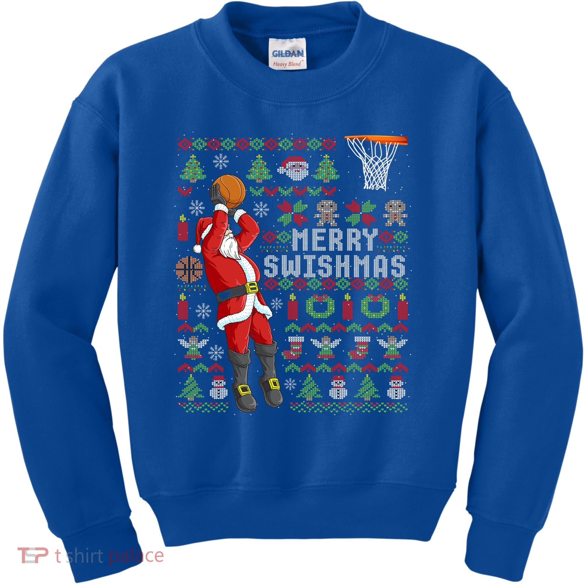 Santa Playing Basketball Ugly Christmas Sweater Holiday Tee Gift Kids Sweatshirt
