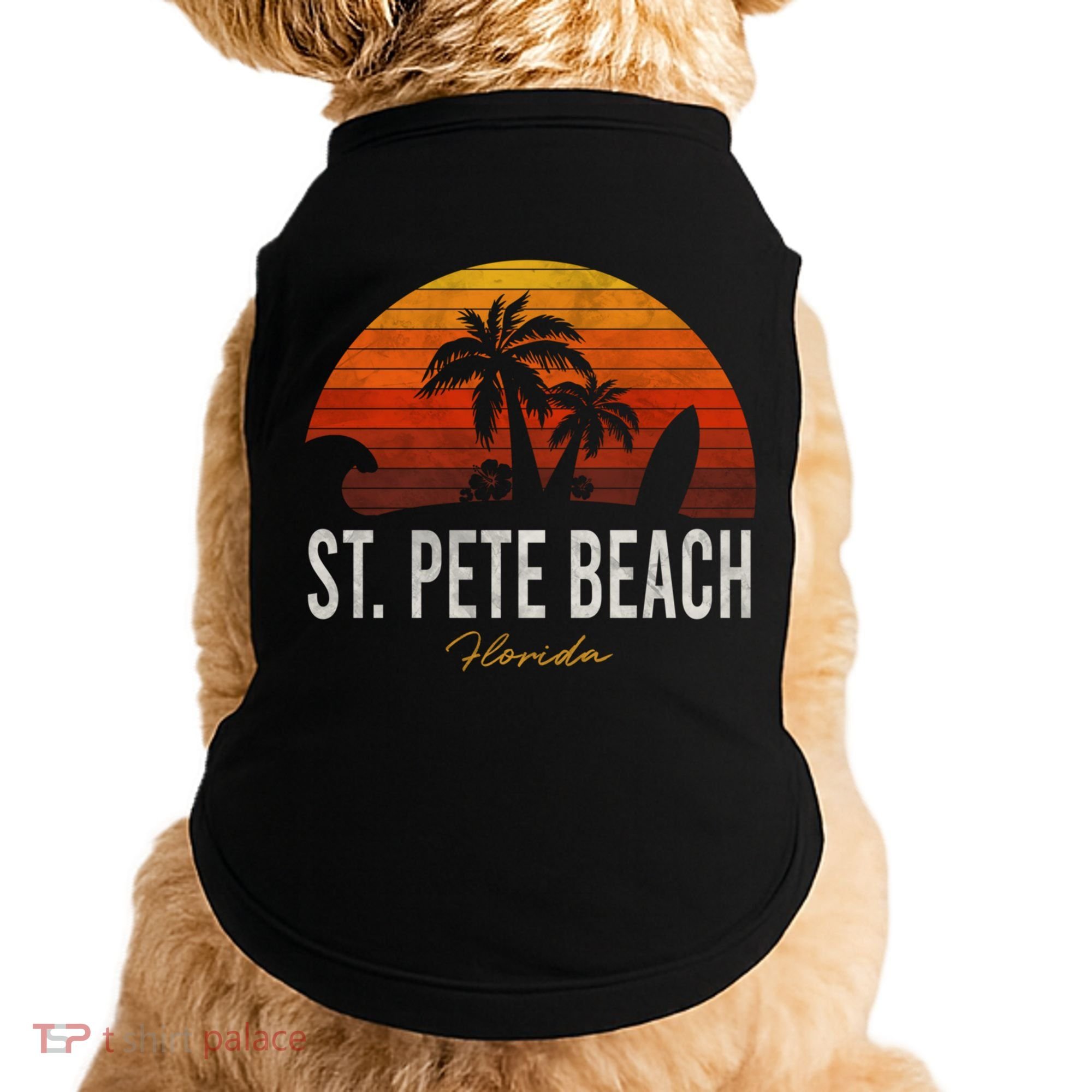 St Pete Beach Florida Fl Palms Vacation Surf Sunset Gift Doggie Tank