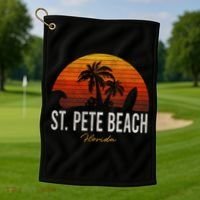St Pete Beach Florida Fl Palms Vacation Surf Sunset Gift Golf Towel thumb 1