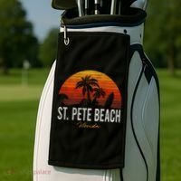St Pete Beach Florida Fl Palms Vacation Surf Sunset Gift Golf Towel thumb 2