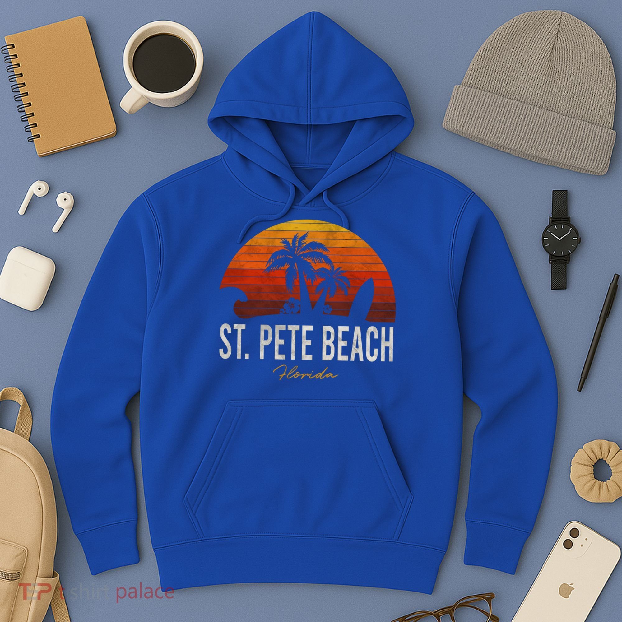 St Pete Beach Florida Fl Palms Vacation Surf Sunset Gift Hoodie