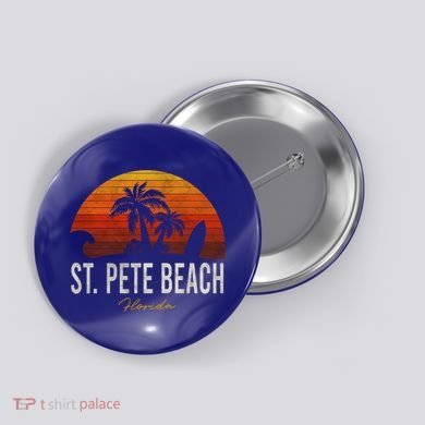St Pete Beach Florida Fl Palms Vacation Surf Sunset Gift Button