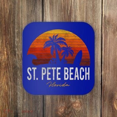 St Pete Beach Florida Fl Palms Vacation Surf Sunset Gift Coaster