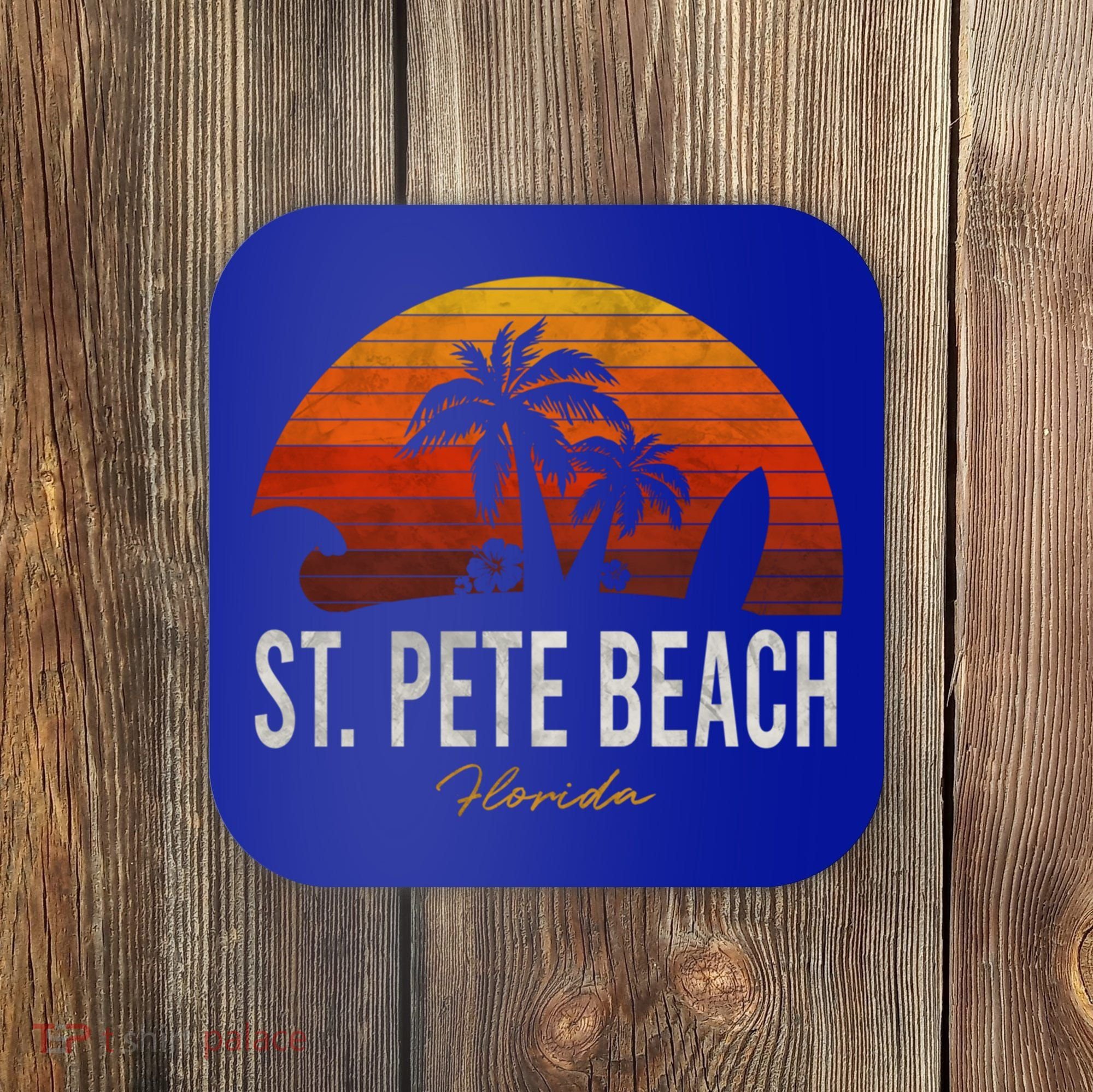 St Pete Beach Florida Fl Palms Vacation Surf Sunset Gift Coaster