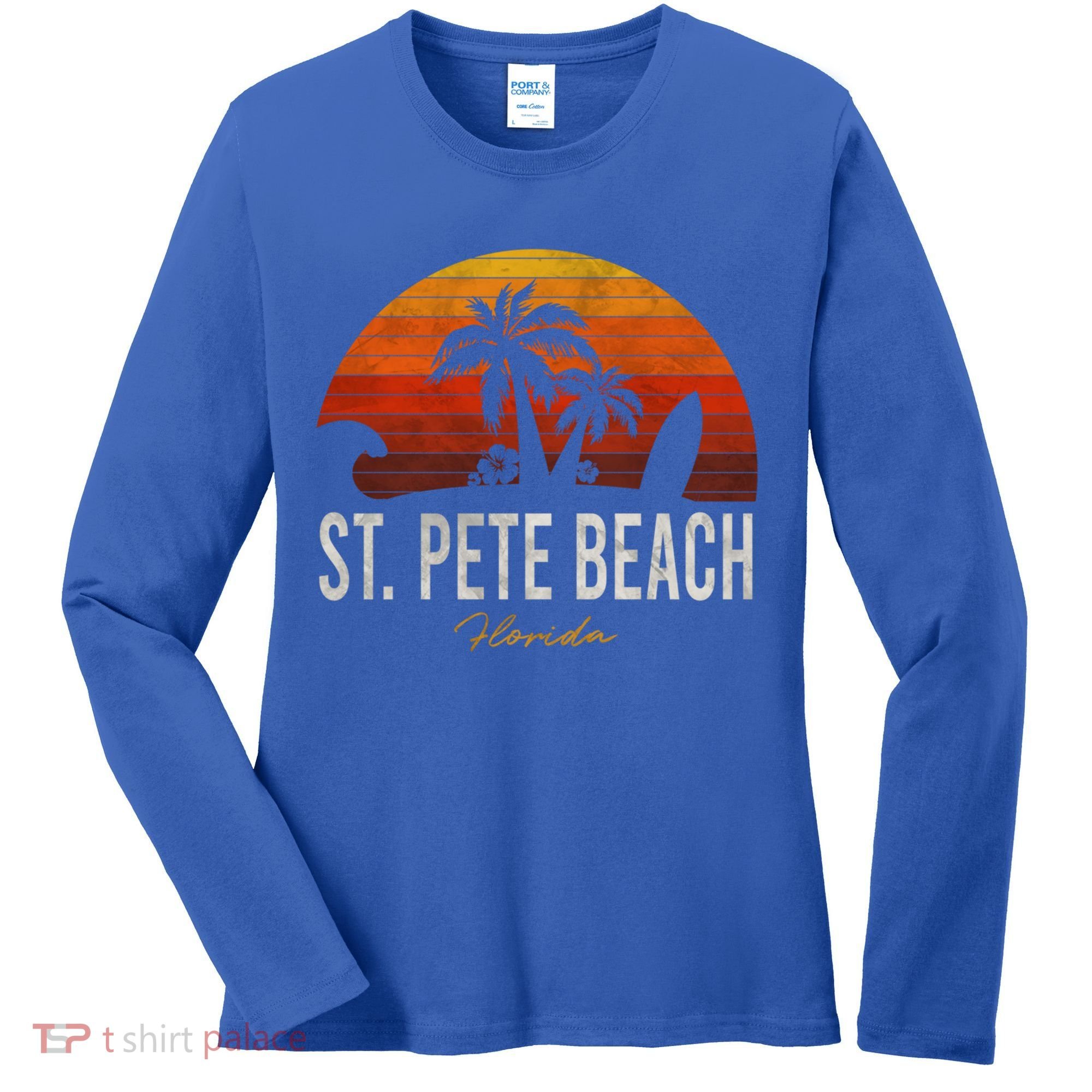 St Pete Beach Florida Fl Palms Vacation Surf Sunset Gift Women's Long Sleeve Shirt