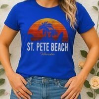 St Pete Beach Florida Fl Palms Vacation Surf Sunset Gift Women's T-Shirt thumb 2
