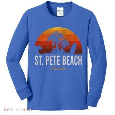 St Pete Beach Florida Fl Palms Vacation Surf Sunset Gift Kids Long Sleeve Shirt