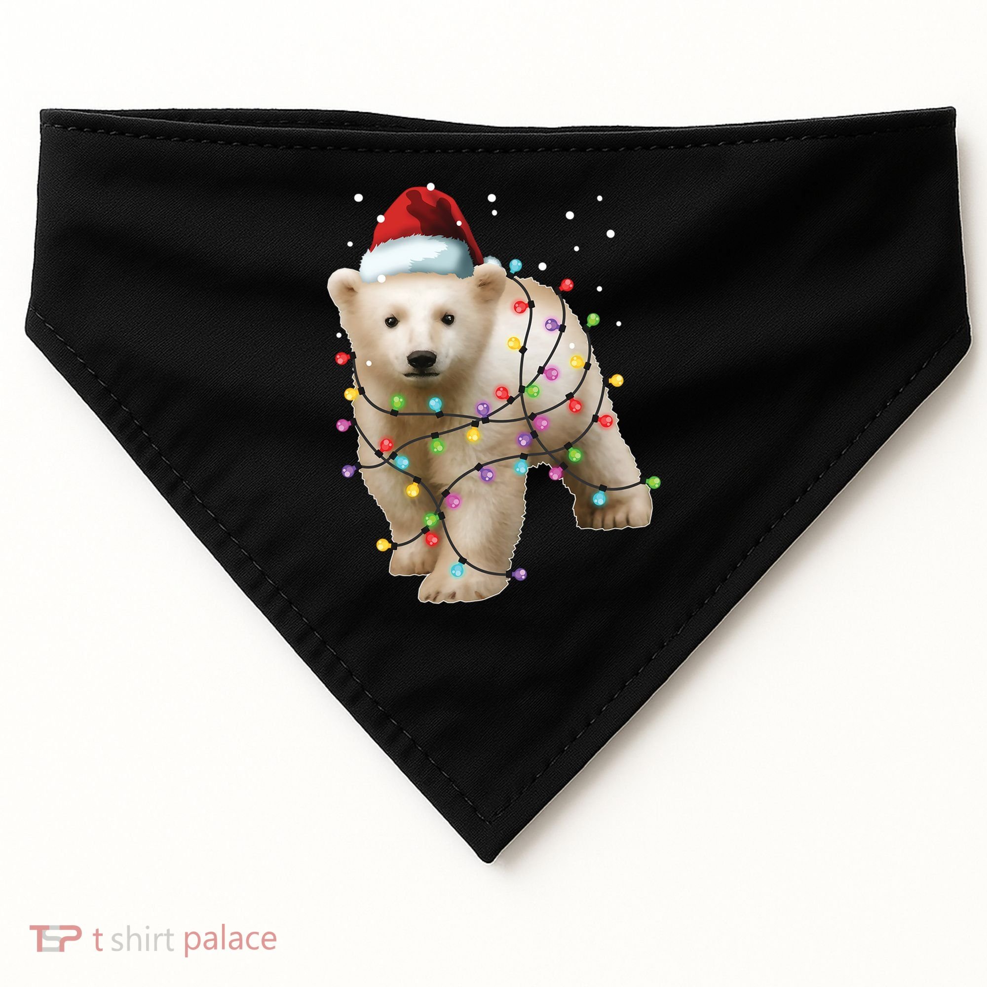 Santa Polar Bear Christmas Bear Lover Funny Gift USA-Made Doggie Bandana
