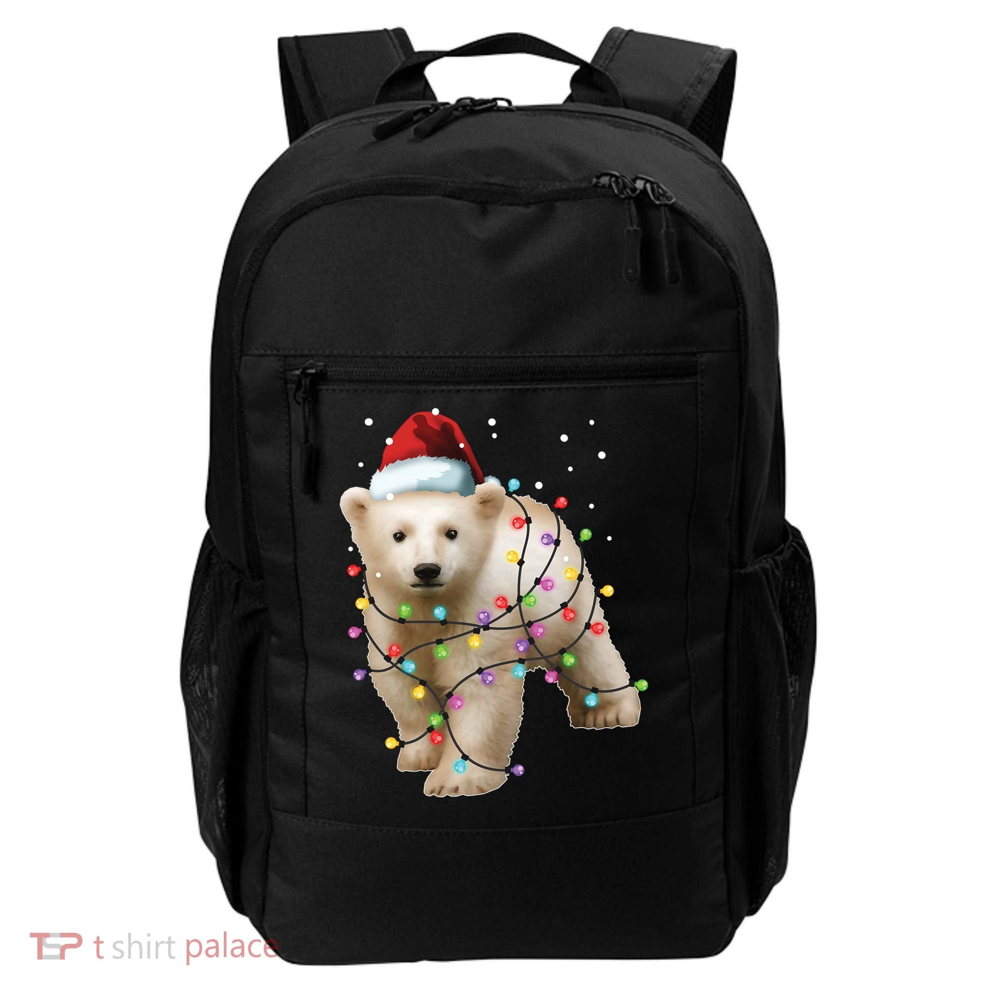 Santa Polar Bear Christmas Bear Lover Funny Gift Backpack