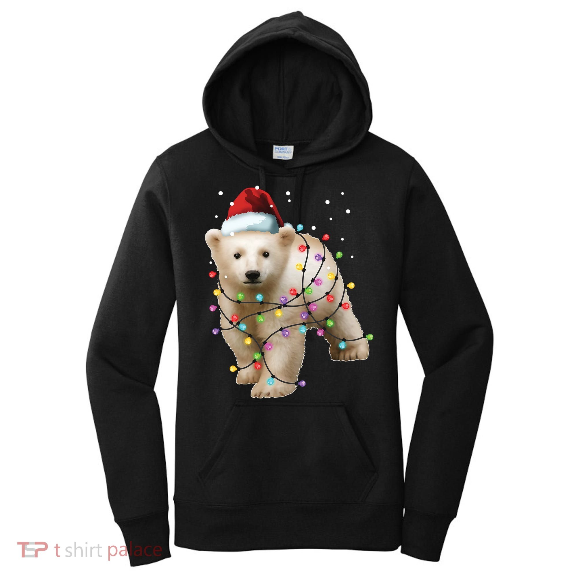 Santa Polar Bear Christmas Bear Lover Funny Gift Women's Hoodie