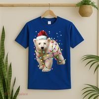 Santa Polar Bear Christmas Bear Lover Funny Gift T-Shirt thumb 2