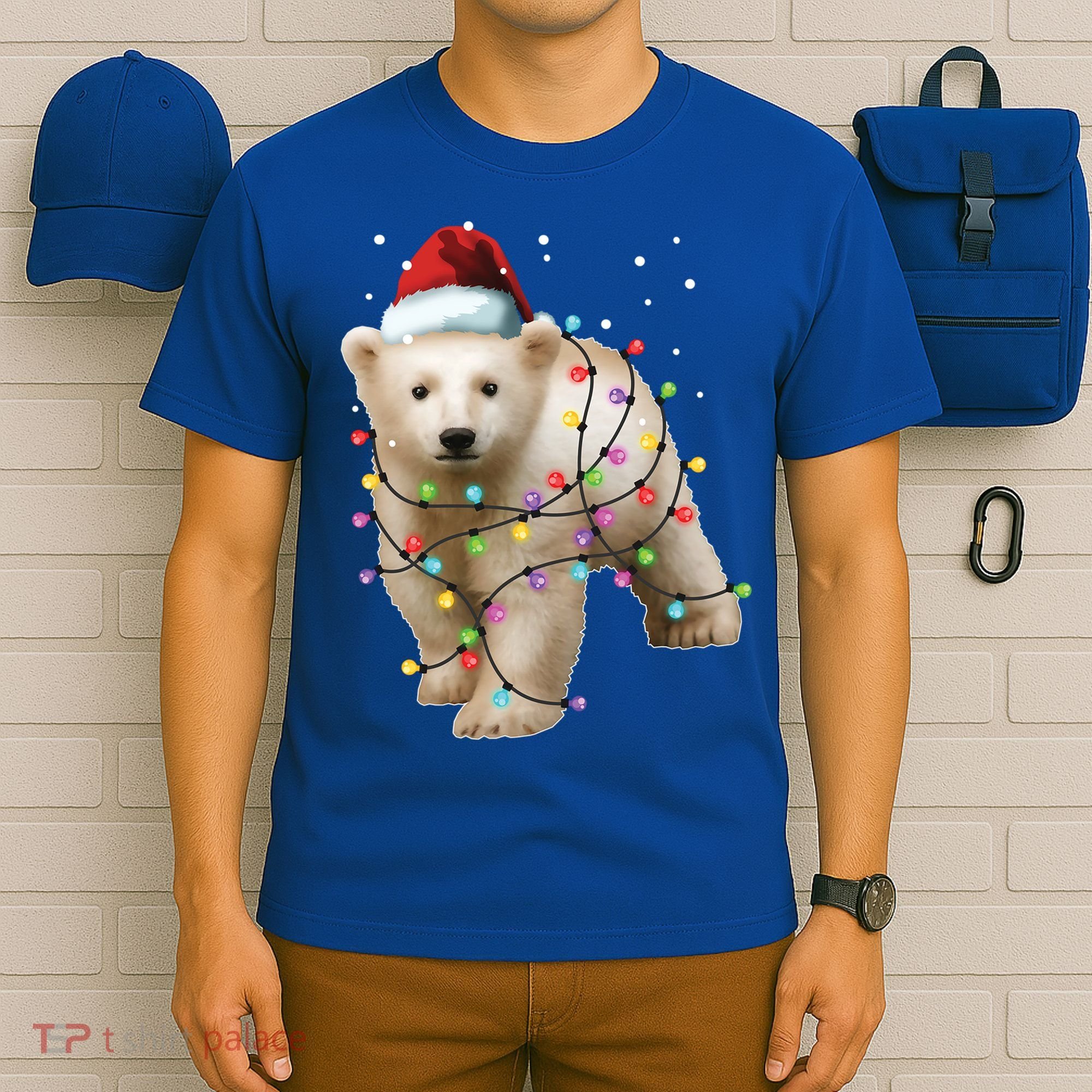 Santa Polar Bear Christmas Bear Lover Funny Gift T-Shirt