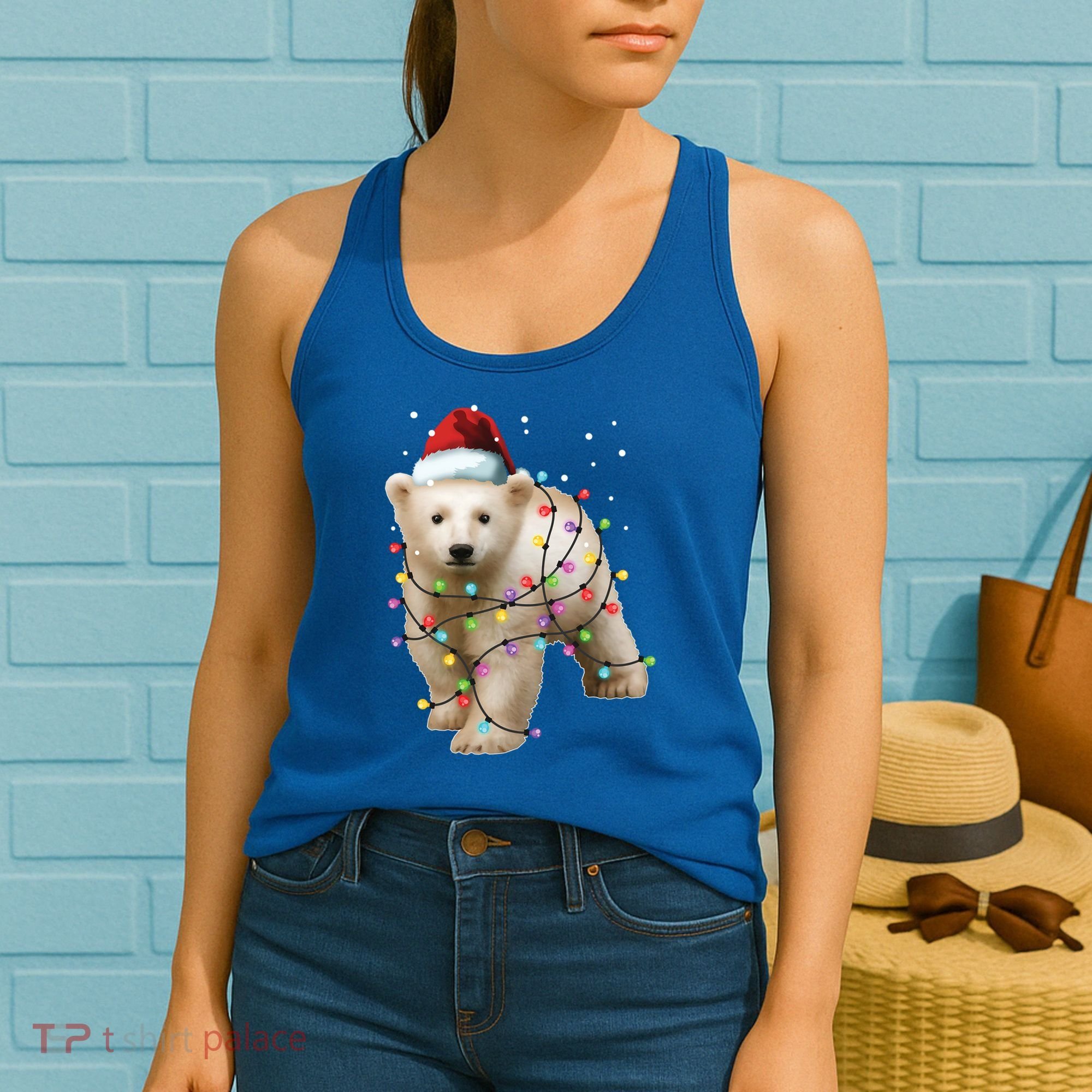 Santa Polar Bear Christmas Bear Lover Funny Gift Women's Tank Top