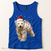Santa Polar Bear Christmas Bear Lover Funny Gift Tank Top thumb 2
