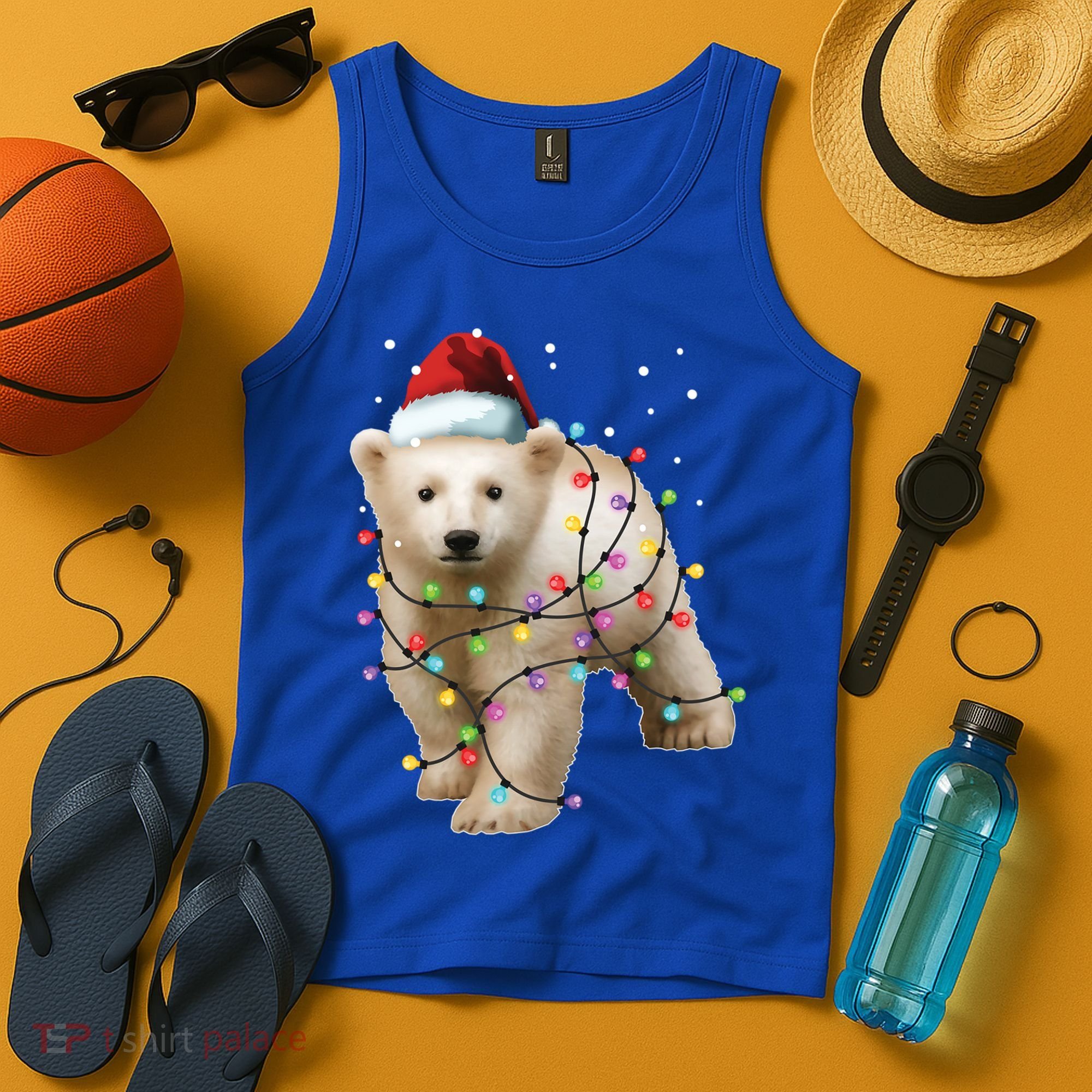 Santa Polar Bear Christmas Bear Lover Funny Gift Tank Top