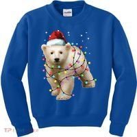 Santa Polar Bear Christmas Bear Lover Funny Gift Kids Sweatshirt thumb 0