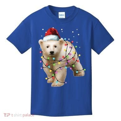Santa Polar Bear Christmas Bear Lover Funny Gift Kids T-Shirt