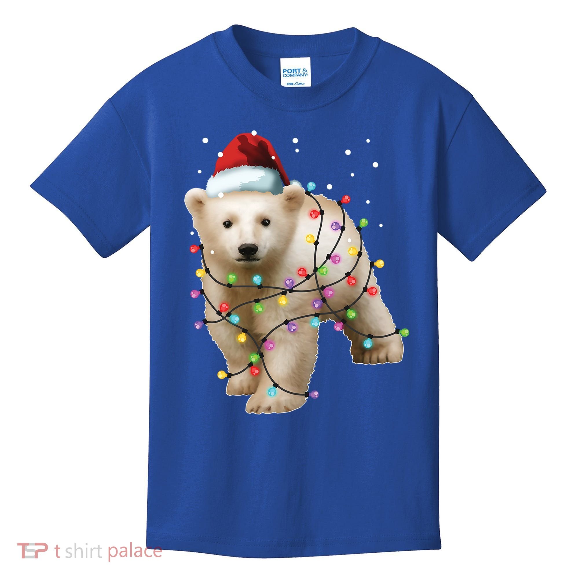 Santa Polar Bear Christmas Bear Lover Funny Gift Kids T-Shirt