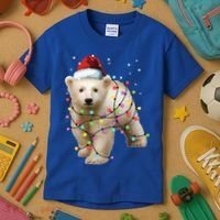 Santa Polar Bear Christmas Bear Lover Funny Gift Kids T-Shirt thumb 3