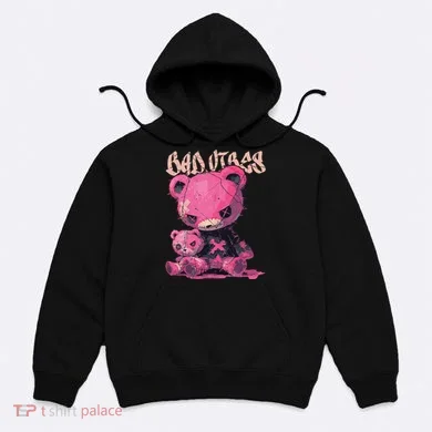 Stitched Plush Bear Cute Gothic Hoodie