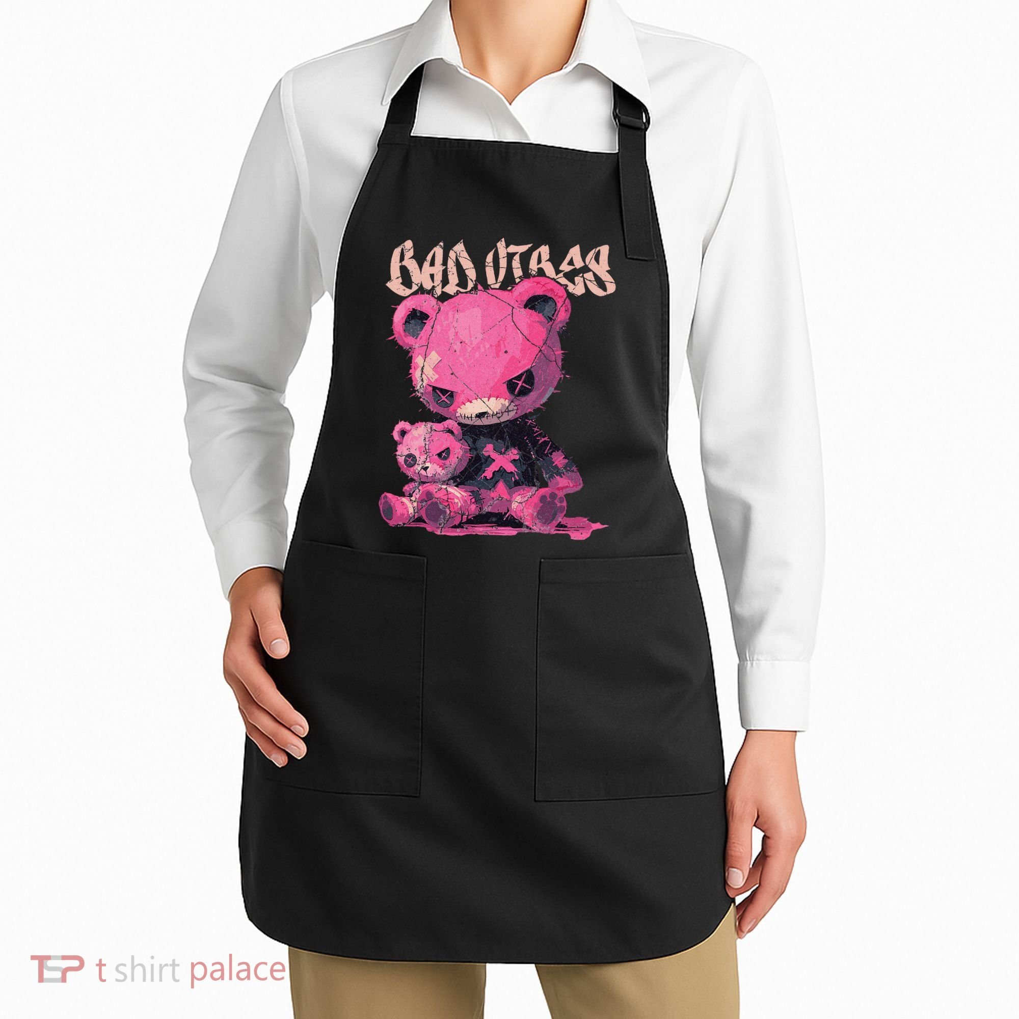 Stitched Plush Bear Cute Gothic Apron