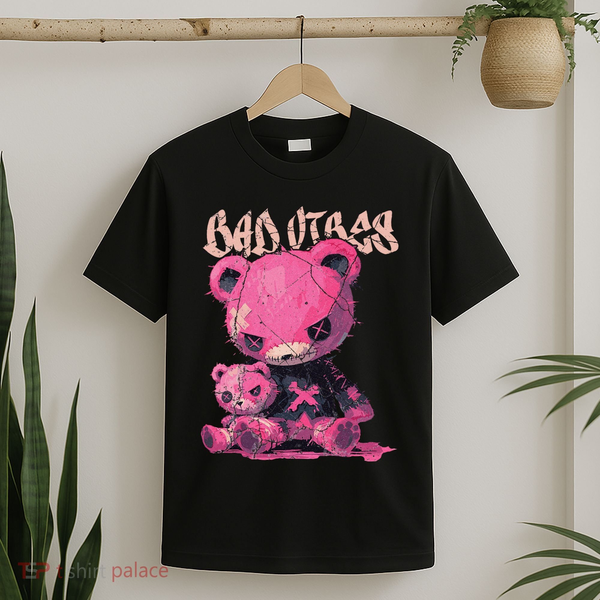 Stitched Plush Bear Cute Gothic T-Shirt
