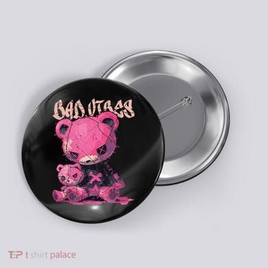 Stitched Plush Bear Cute Gothic Button
