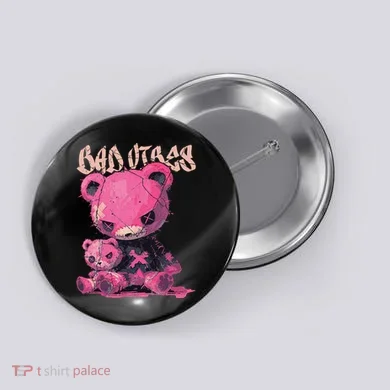 Stitched Plush Bear Cute Gothic Button