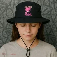 Stitched Plush Bear Cute Gothic Bucket Hat thumb 3