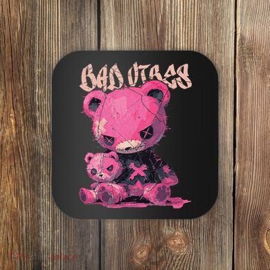 Stitched Plush Bear Cute Gothic Coaster