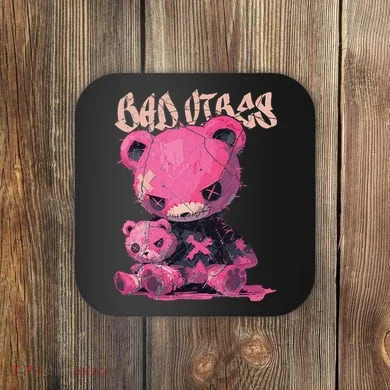 Stitched Plush Bear Cute Gothic Coaster