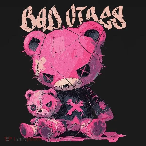 Stitched Plush Bear Cute Gothic Women's Hoodie