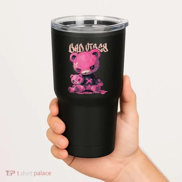 Stitched Plush Bear Cute Gothic Tumbler