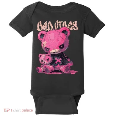Stitched Plush Bear Cute Gothic Baby Bodysuit